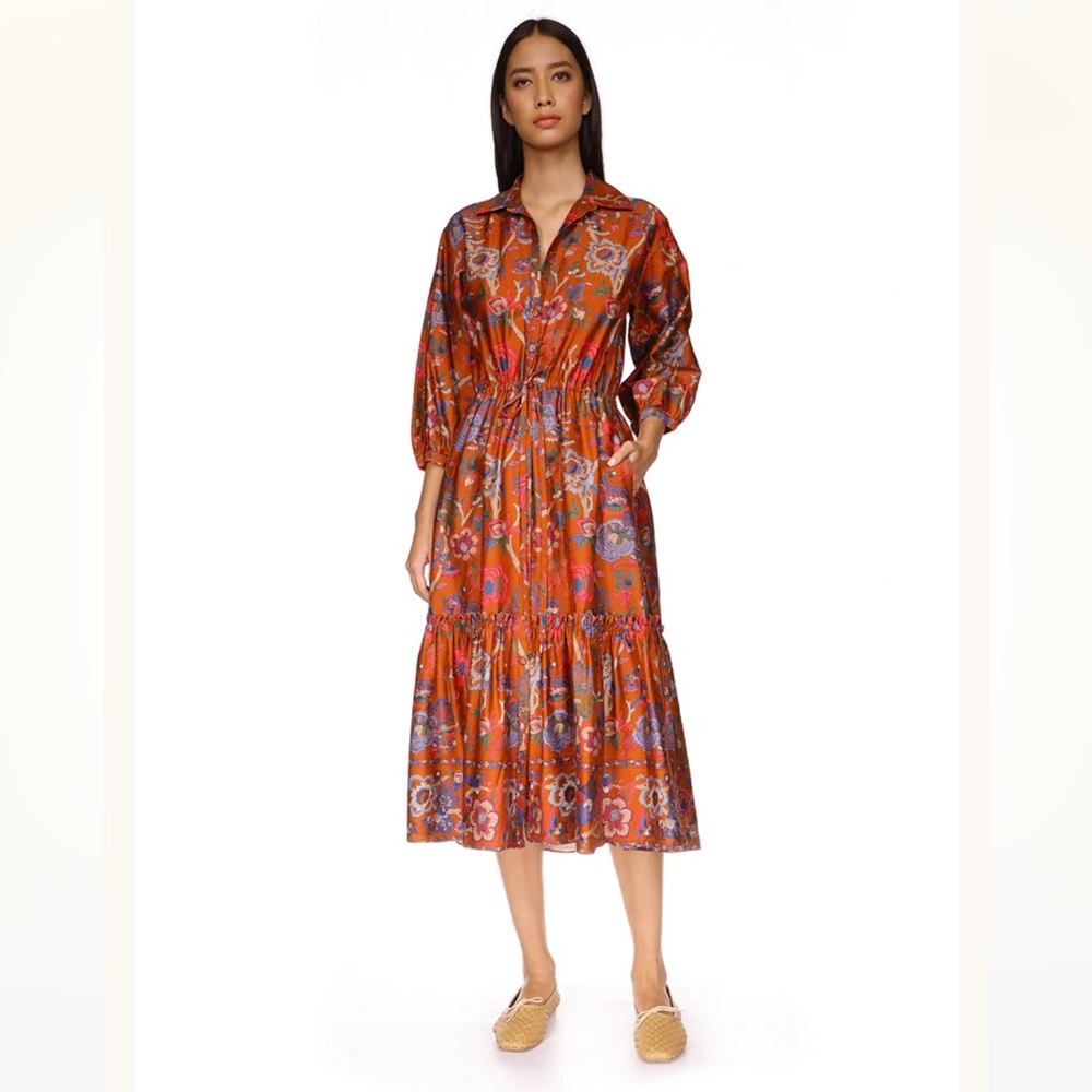 Cara Cara Orange Floral Midi Dress